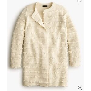 J.Crew Juliette in Muslin Collarless Sweater-blazer with Fringe Stripe Size L